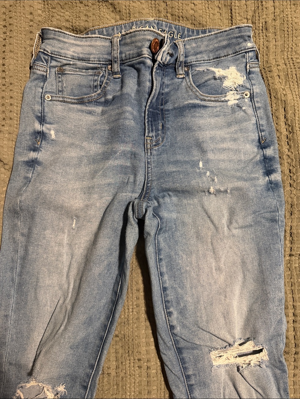 American Eagle Outfitters Light Blue Ripped Skinny Jeans